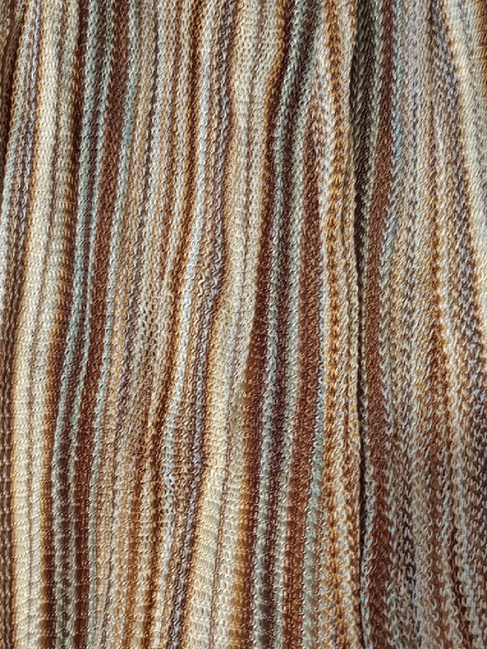 Striped Lightweight Skinny Fringe Scarf in Neutral Tones